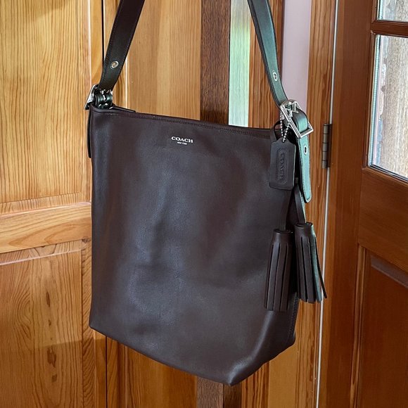 Dark Brown Coach Leather Bucket Bag